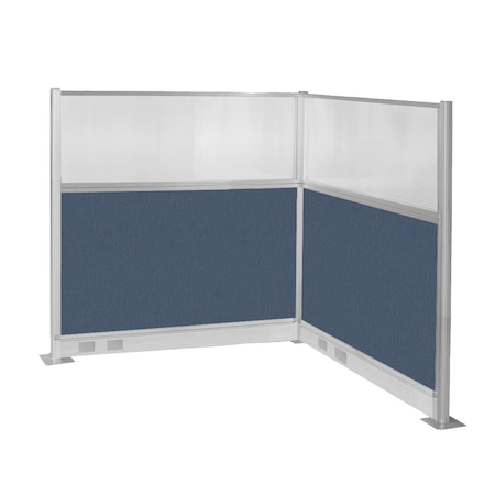 Versare Pre-Configured Hush Panel Electric Cubicle (L Shape) 6' x 4' w/ Window Ocean Fabric 1859416